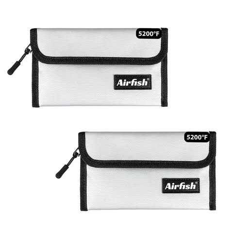 2 Pack Fireproof Money Bag, 5 x 8 inches Fireproof Wallet, Waterproof Cash Ba...