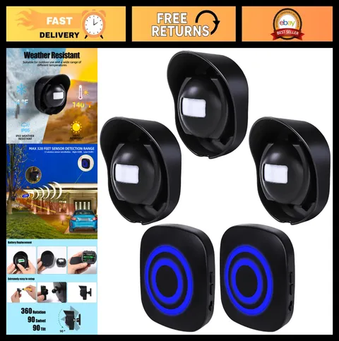 Wireless Driveway Alarm System - 328ft Range, Weather Resistant, Motion Sensor,