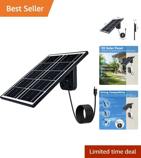 Eco-Friendly 3W 5V USB C Solar Panel for Outdoor Security Cameras - Waterproof