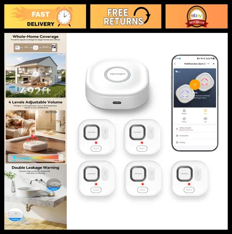Wi-Fi Water Leak Detector Kit - 120dB Smart Sensor with APP Alarm, 5 Sensors + G