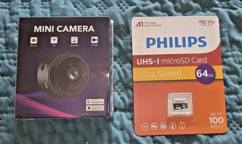 Mini Camera -Wi-Fi Wireless Camera + Phillips 64 GB UHS-1 Micro SD Card New