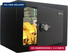 Steel Small Safe Combination Lock Box Security, 0.23 Cu Ft, Black | Security Sec