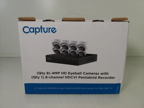 New Capture R2-HD8CHKIT 8x 4MP HD Eyeball Cameras & 1x 8 CH HDCVI Pentabrid DVR