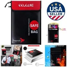 Elegant Fireproof and Waterproof Document Bag with 2 Pockets - 2000°F Protection