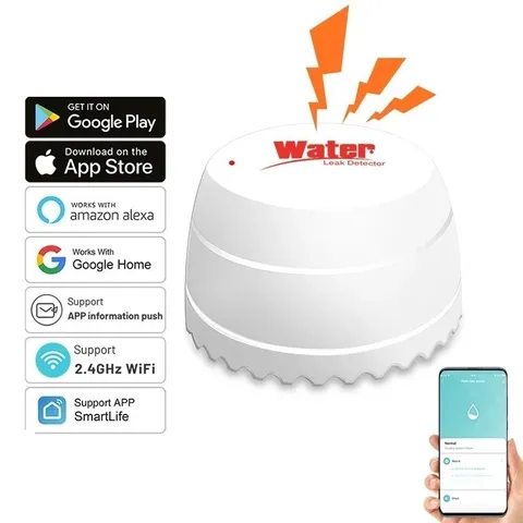 WiFi Water Leak Sensor – Smart Flood Alert & Overflow Detector for Alexa/Google