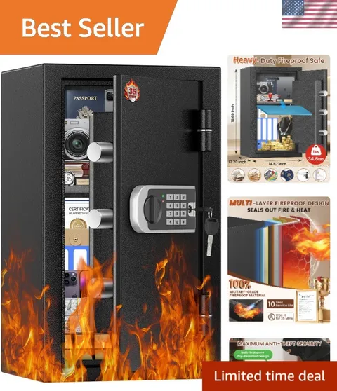 Home Security Safe - 2026 Fireproof & Alarm System for Valuables Organization
