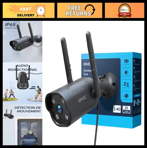 2K Outdoor Security Camera, 24/7 Recording, AI Detection, Plug-In, 2-Way Audio,