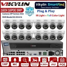 Vikylin Smartfind 16CH 16POE NVR 5MP Full Color+IR Light IP Camera POE Audio Lot