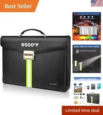 6500°F Document Bag with Lock,Upgraded /Waterproof Money Bag with Zipper/Refl...