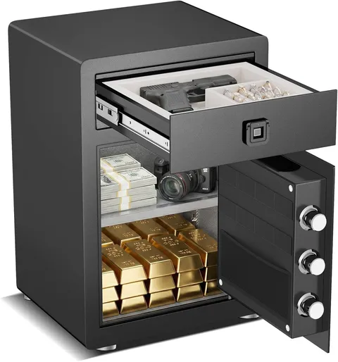 2.4 Cubic Safe Box with Biometric Jewelry Drawer, Home Safe with Digital Keypad