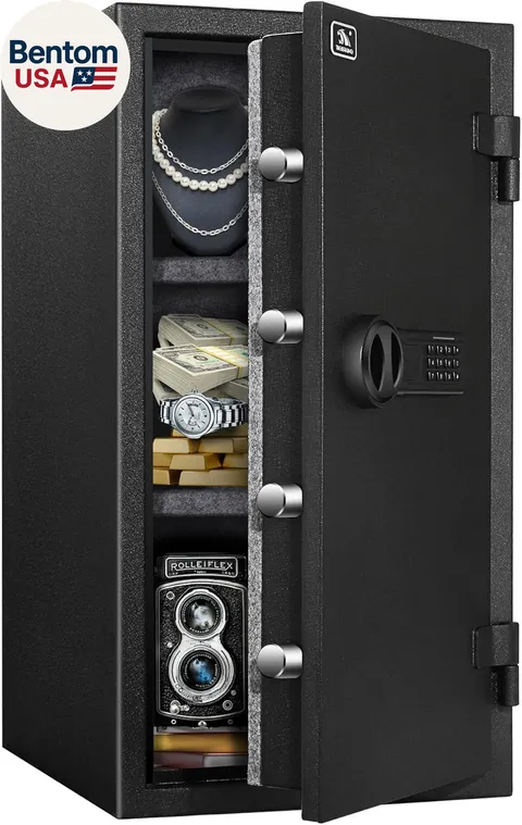 Fireproof Safe,3.47 Cubic Feet Home Safe Box, Large Steel Digital Safes Box with