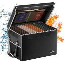 DocSafe Fireproof File Box with Lid Collapsible Document Storage Box for Le
