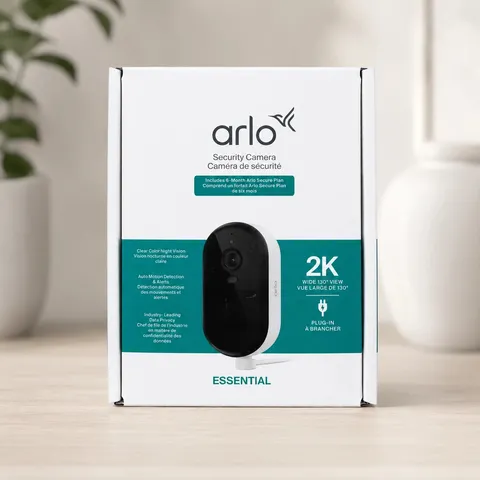 Arlo Essential Security Camera Plug In 3rd Gen 2025 Model 2K 130° View Outdoor