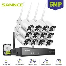 SANNCE Wireless 5MP Security Camera System 16CH 4K NVR Two Way Talk AI Detection