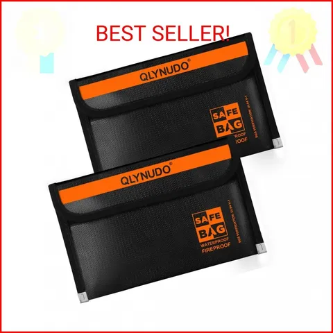 Fireproof Money Bag for Cash (2 Pack, 8x5"), Waterproof Document Pouch for Trave