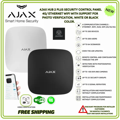 AJAX | Hub 2 Plus | LAN | Wi-Fi | LTE | 2G 2 SIM | 200 devices, 200 users
