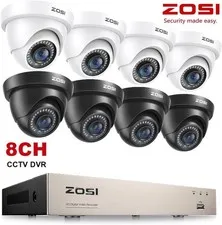 ZOSI H.265+8CH CCTV DVR Security Camera System 8x1080P Outdoor Dome Camera NoHDD