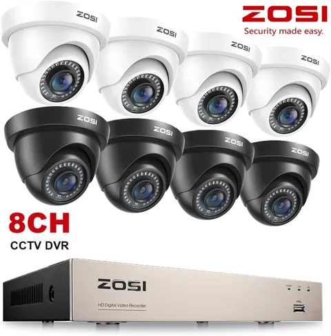 ZOSI H.265+8CH CCTV DVR Security Camera System 8x1080P Outdoor Dome Camera NoHDD
