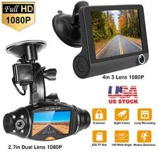 1080P Car DVR Dual/3 Lens Dash Cam Front Rearview Video Recorder Vehicle Camera