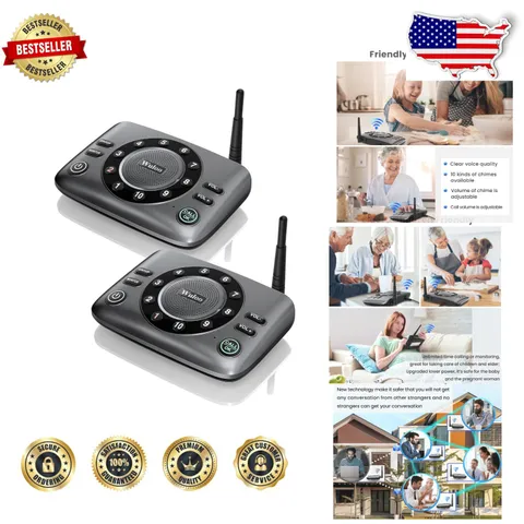 Upgraded Wireless Intercom 2-Pack: Full Duplex, Long Range, Anti-Interference