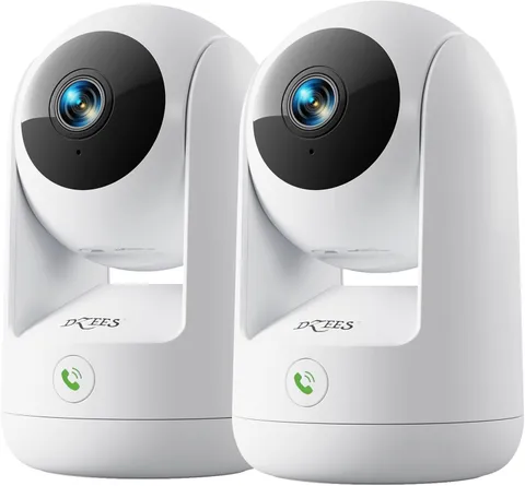 2K Indoor Security Cameras, 360° Wifi Pet Camera, 2-Pack | Phone App, 5Ghz and 2