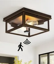 Motion Sensor Outdoor Ceiling Light with Remote, 12.2 inch, Oil-Rubbed Bronze
