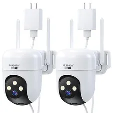 MUBVIEW 360° Wireless Outdoor Security Cameras, IP66, 2-Pack QB320D, White