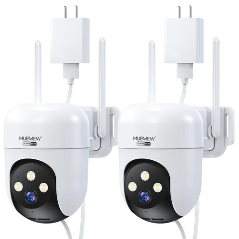 MUBVIEW 360° Wireless Outdoor Security Cameras, IP66, 2-Pack QB320D, White