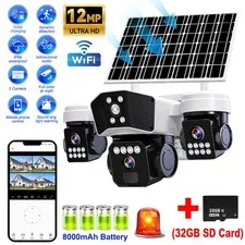 Camara De Seguridad 12MP Solar Inalambricas Para Casa y Exterior Con Audio Video