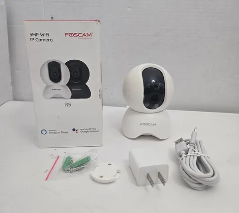 Foscam R5 5MP WiFi IP Camera Pan Tilt Alexa Night Vision Open Box