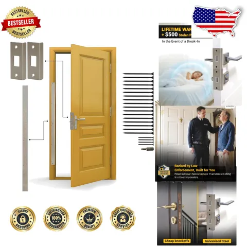 Door Armor MINI 3-Pc Door Reinforcement Kit - Steel Anti-Kick-in Protection
