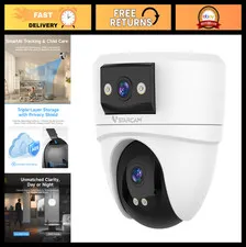 6MP Dual Lens Wireless Security Camera, 360° PTZ, AI Tracking, Color Night Visio
