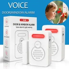 Refrigerator Alarm Wireless Doorbell Sensor 3-Level Volume Voice Window Alert ×2