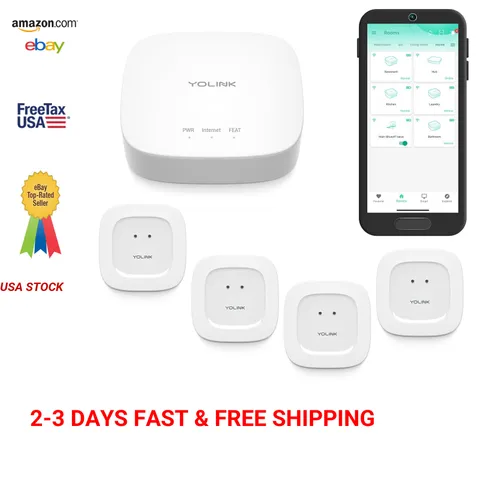 Water Leak Detector Kit LoRa Long-Range Hub and Sensors for Whole-Home Coverage