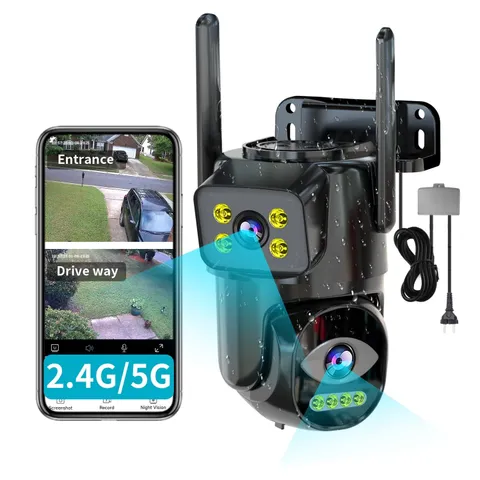 Dual Lens WiFi Security Camera Outdoor PTZ Auto Tracking Home Surveillance Night