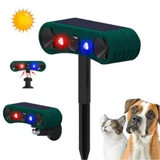 Solar Ultrasonic Animal Repeller with Light,Outdoor Repellent Garden Cat Dog Fox