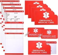 Emergency Medical Information ID Card & Medical Alert See Wallet Card Keychain,