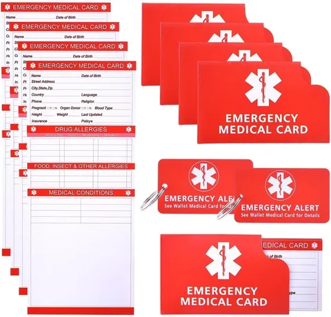 Emergency Medical Information ID Card & Medical Alert See Wallet Card Keychain,