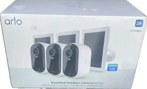 3 Pack Arlo Essential Outdoor 2K Camera 2nd Generation with 3 Solar Panels Seal