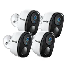 EVERSECU 2K 3MP Outdoor Wireless Security Camera Support Full, 4pack White
