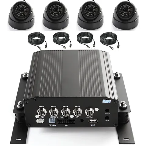 4 Channl Car Mobile DVR For 2TB Hard Drive HDD SD Recorder + 4 Cable HD Camera