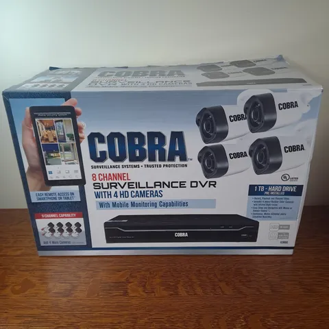 NEW COBRA 63890, 8-Channel Surveillance DVR With 4 Security HD Cameras