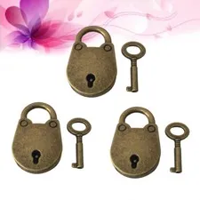 3pcs Vintage Antique Style Mini Bear Head Archaize Padlocks Key Lock with