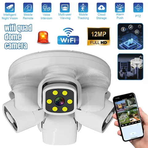 4 Lens 4K HD WiFi Security IP Camera Outdoor Home Night Vision CCTV PTZ icam365