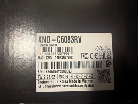 Hanwha Techwin 2MP IR Indoor Vandal Dome AI Camera, XND-C6083RV