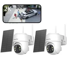 2PCS Wansview 2K Wireless Solar Outdoor Security Camera Wifi Color Night Vision