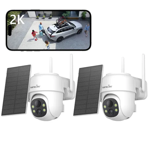 2PCS Wansview 2K Wireless Solar Outdoor Security Camera Wifi Color Night Vision