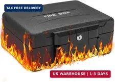 XPEDITION Small Fireproof & Waterproof Safe - Portable Home Document Box, Key Lo