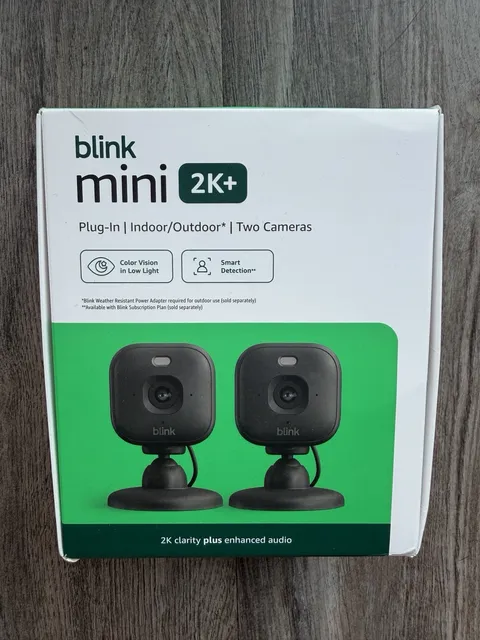 Blink Mini 2K+ Newest Model Plug-In Home Pet Security Camera 2 Pack Black