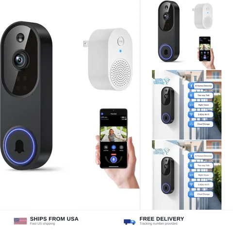 Orbitell 1080p Wireless Wi-Fi Video Doorbell Camera with Two Way Audio, Night...